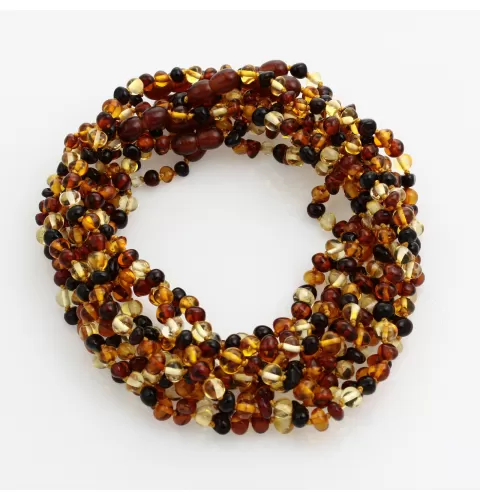 10 Multi BAROQUE Baltic amber teething necklaces 32cm