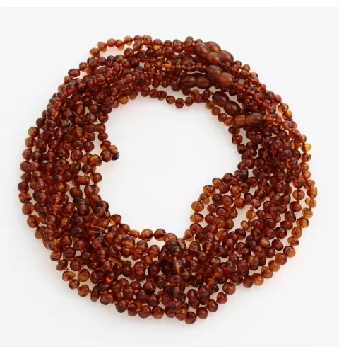 10 Cognac BAROQUE teething Baltic amber necklaces 36cm