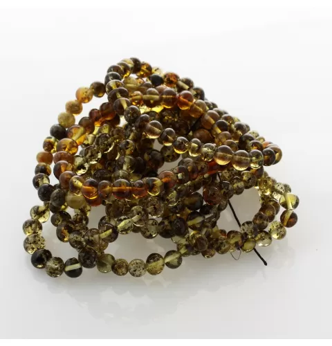 10 Dark Stretch BAROQUE Baltic amber adult bracelets 19cm