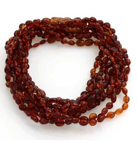 10 Cognac BEANS Baby teething Baltic amber necklaces 33cm