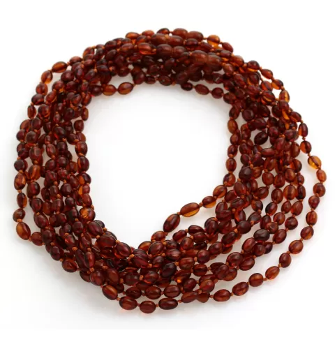 10 Cognac BEANS Baby teething Baltic amber necklaces 40cm