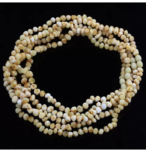 5 Raw White BAROQUE Baltic amber adult necklaces 46cm