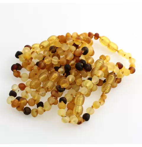 10 Raw Multi BAROQUE teething Baltic amber bracelets 14cm