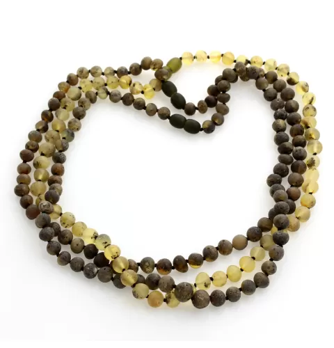 3 Raw Dark BAROQUE Baltic amber adult necklaces 48cm