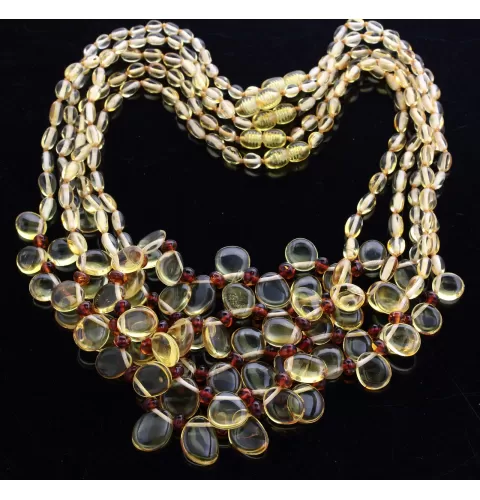 5 Lemon Leaf Baltic amber Choker Leaves Necklace 46cm