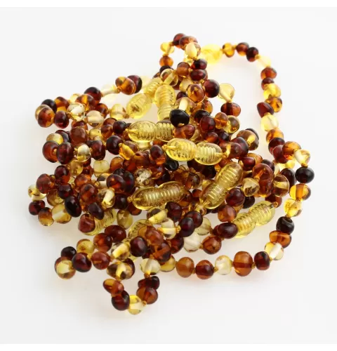 10 Multi BAROQUE Baltic amber teething bracelets 16cm