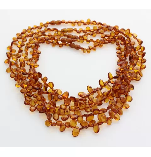 5 Cognac Leaf Baltic amber Choker Leaves Necklace 48cm