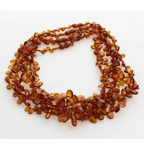 5 Cognac Leaf Baltic amber Choker Leaves Necklace 48cm