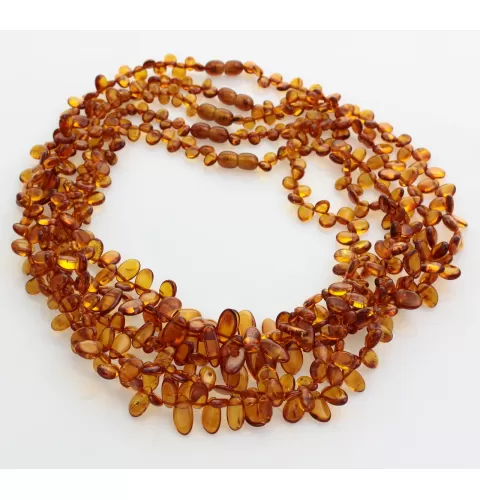 5 Cognac Leaf Baltic amber Choker Leaves Necklace 48cm