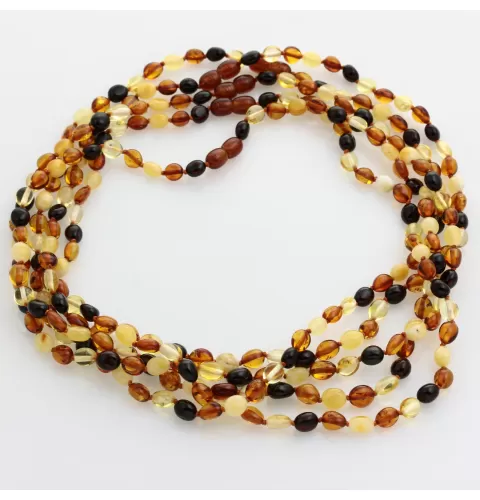 5 Multi BEANS Baltic amber adult necklaces 47cm