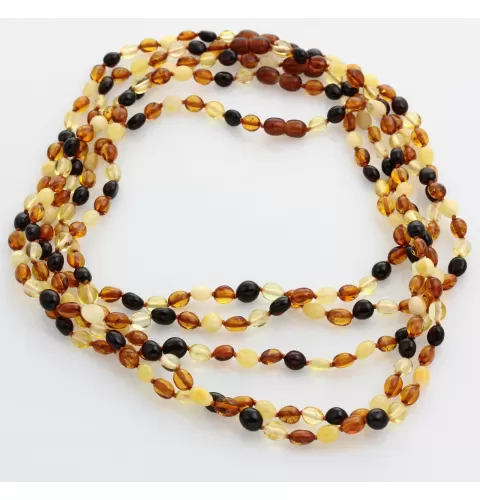 5 Multi BEANS Baltic amber adult necklaces 48cm