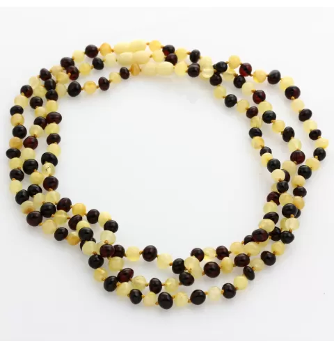 3 Multi BAROQUE Baltic amber adult necklaces 45cm