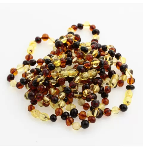 10 Multi BAROQUE Baltic amber adult bracelets 19cm