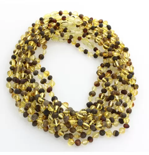 10 Multi BAROQUE teething Baltic amber necklaces 38cm
