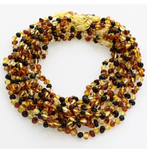 10 Multi BAROQUE Baltic amber teething necklaces 36cm