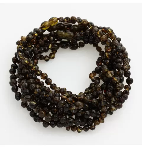10 Dark BAROQUE Baltic amber teething necklaces 28cm