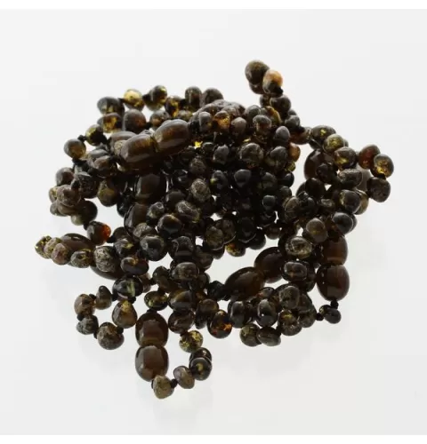 10 Dark BAROQUE Baltic amber teething necklaces 14cm