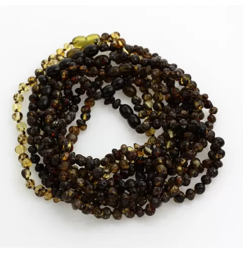 10 Dark BAROQUE Baltic amber teething necklaces 28cm