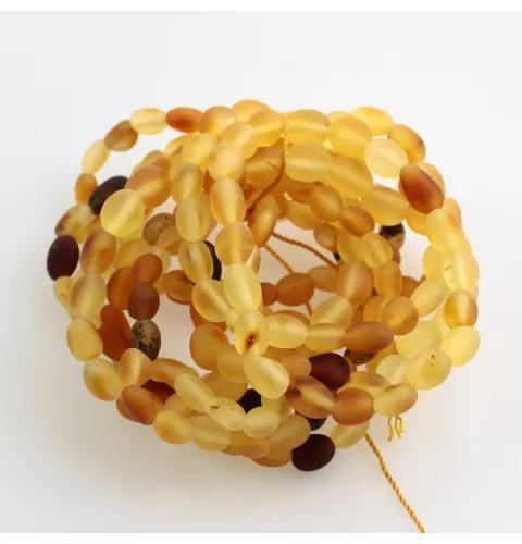10 Raw Mix BEANS Baltic amber children stretch bracelets 14cm