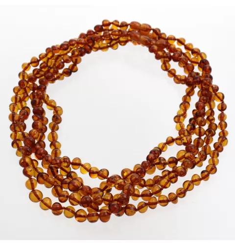 5 Cognac BAROQUE Baltic amber adult necklaces 45cm