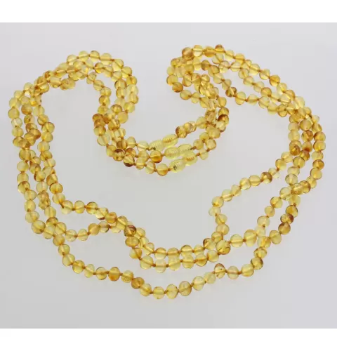 3 Lemon BAROQUE Baltic amber adult necklaces 68cm