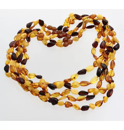 5 Multi BEANS Baltic amber adult necklaces 50cm
