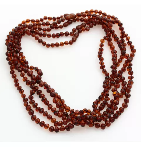 5 Cognac BAROQUE Baltic amber adult necklaces 64cm