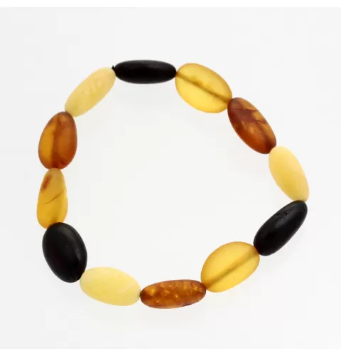 Raw Mix BEANS Baltic amber stretch bracelet 19cm