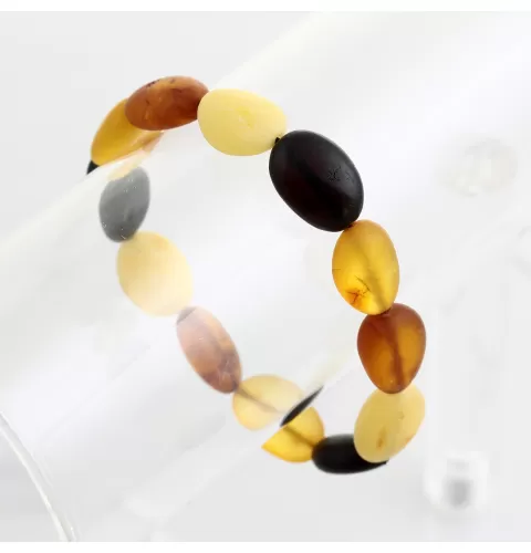 Raw Mix BEANS Baltic amber stretch bracelet 19cm