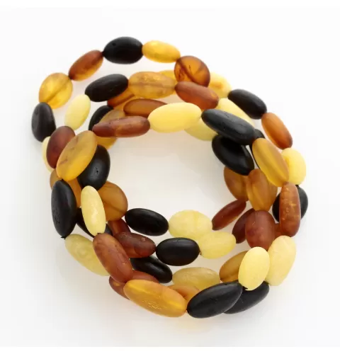 Raw Mix BEANS Baltic amber stretch bracelet 19cm