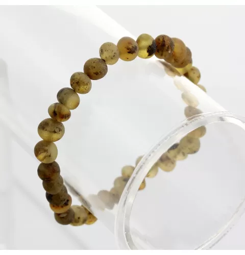 Raw Green BAROQUE Baltic amber stretch bracelet 19cm