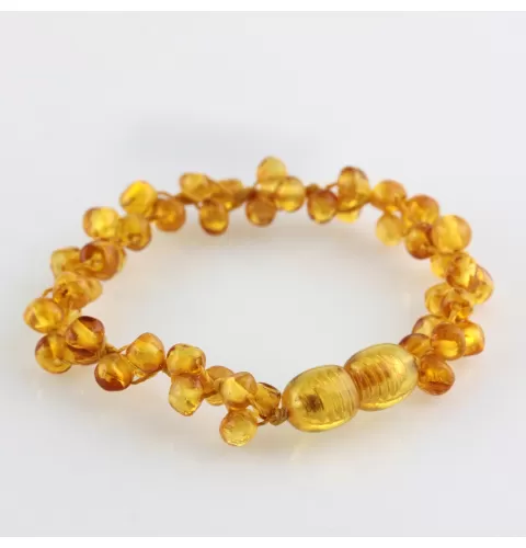 Multi-strand Baltic amber woven teething bracelet 14cm