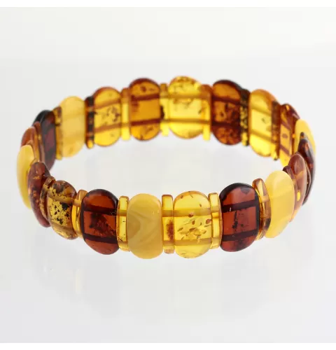 Multi pieces Baltic amber elastic bracelet 19cm