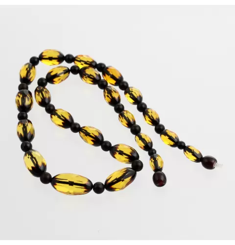 Faceted Baltic amber greenish OLIVE beads necklace 50cm