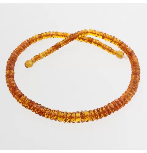Faceted Cognac BUTTONS Baltic amber necklace 46cm