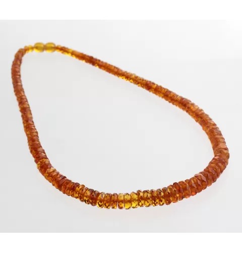 Faceted Cognac BUTTONS Baltic amber necklace 46cm