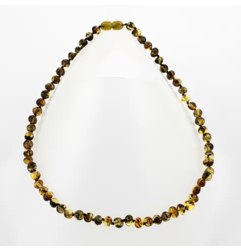 Green BAROQUE beads Baltic amber necklace 45cm