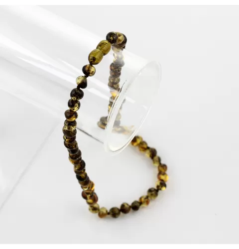 Green BAROQUE beads Baltic amber necklace 45cm