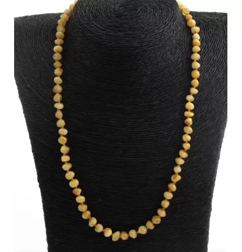 Butter BAROQUE beads Baltic amber knotted necklace 53cm