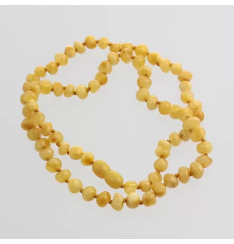 Butter BAROQUE beads Baltic amber knotted necklace 53cm