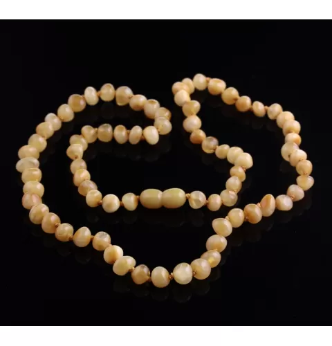 Butter BAROQUE beads Baltic amber knotted necklace 53cm