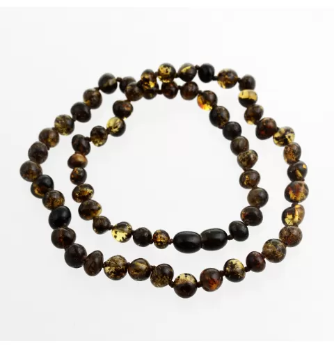 Dark BAROQUE beads Baltic amber necklace 48cm