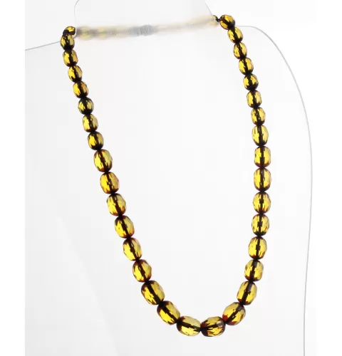 Faceted Baltic amber OLIVE beads necklaces 50cm
