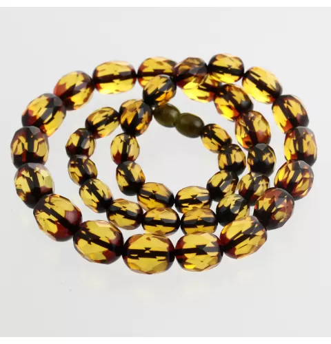 Faceted Baltic amber OLIVE beads necklaces 50cm