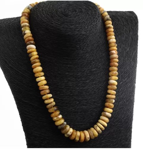 Marble BUTTONS Baltic amber necklace 46cm