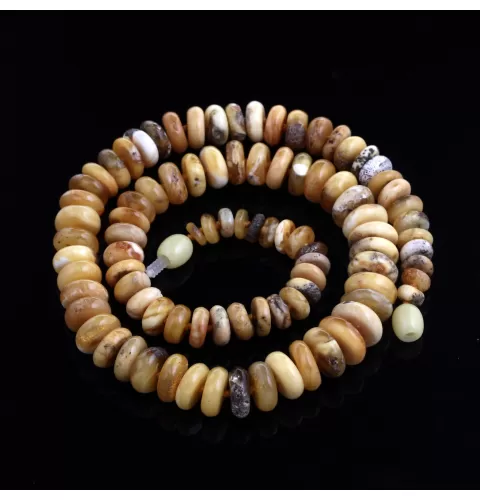 Marble BUTTONS Baltic amber necklace 46cm