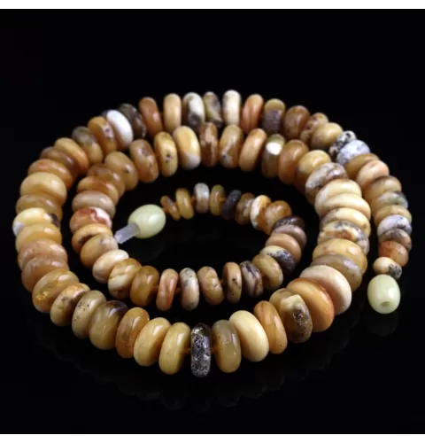 Marble BUTTONS Baltic amber necklace 46cm