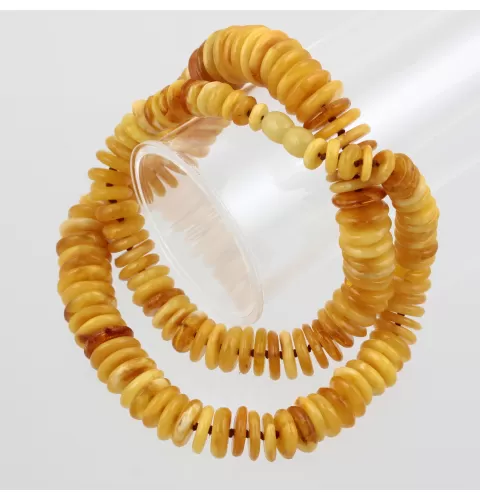 Egg Yolk BUTTON beads Baltic amber necklace 58cm