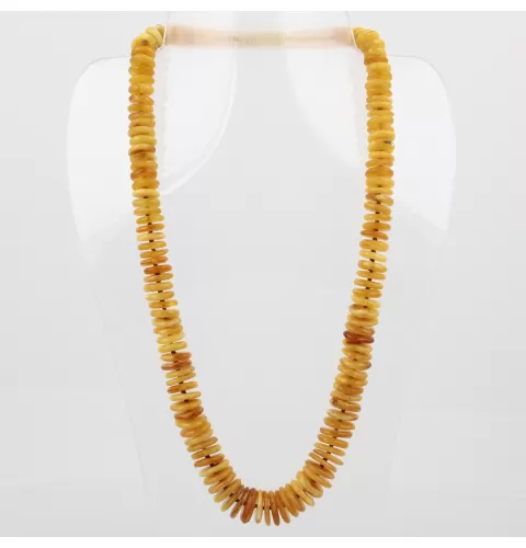 Egg Yolk BUTTON beads Baltic amber necklace 58cm