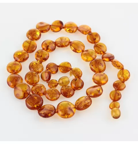 Cognac BUTTON beads Baltic amber necklace 51cm